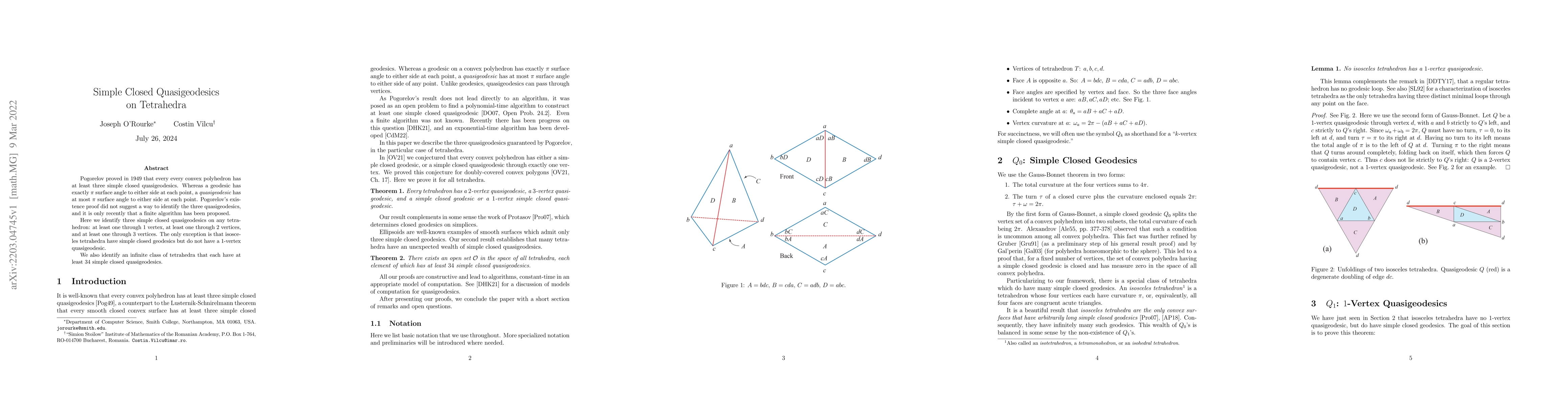 Thumbnail for Simple Closed Quasigeodesics on Tetrahedra