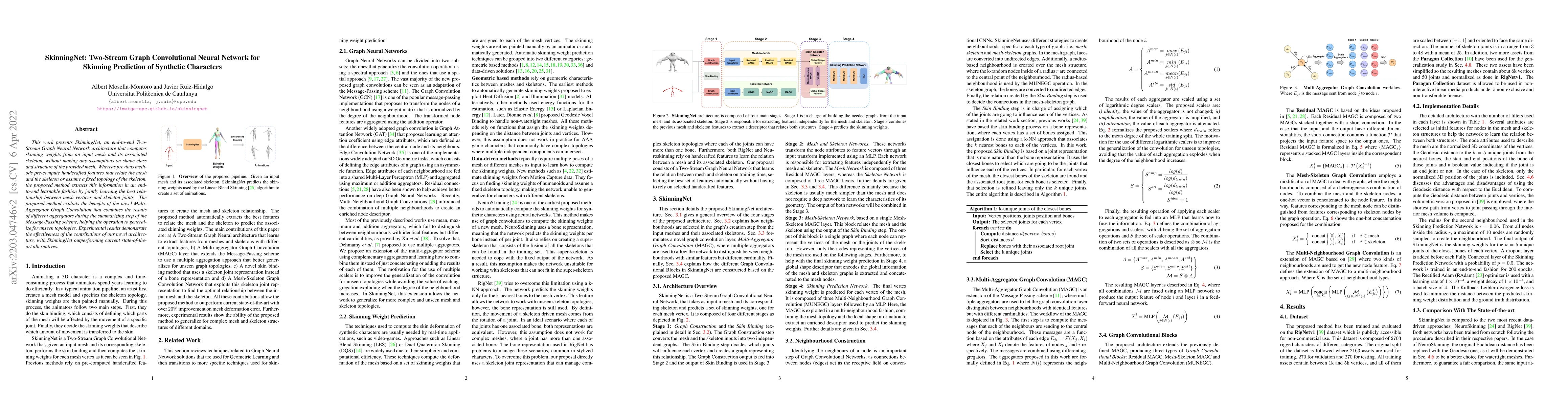 Thumbnail for SkinningNet: Two-Stream Graph Convolutional Neural Network for Skinning
  Prediction of Synthetic Characters