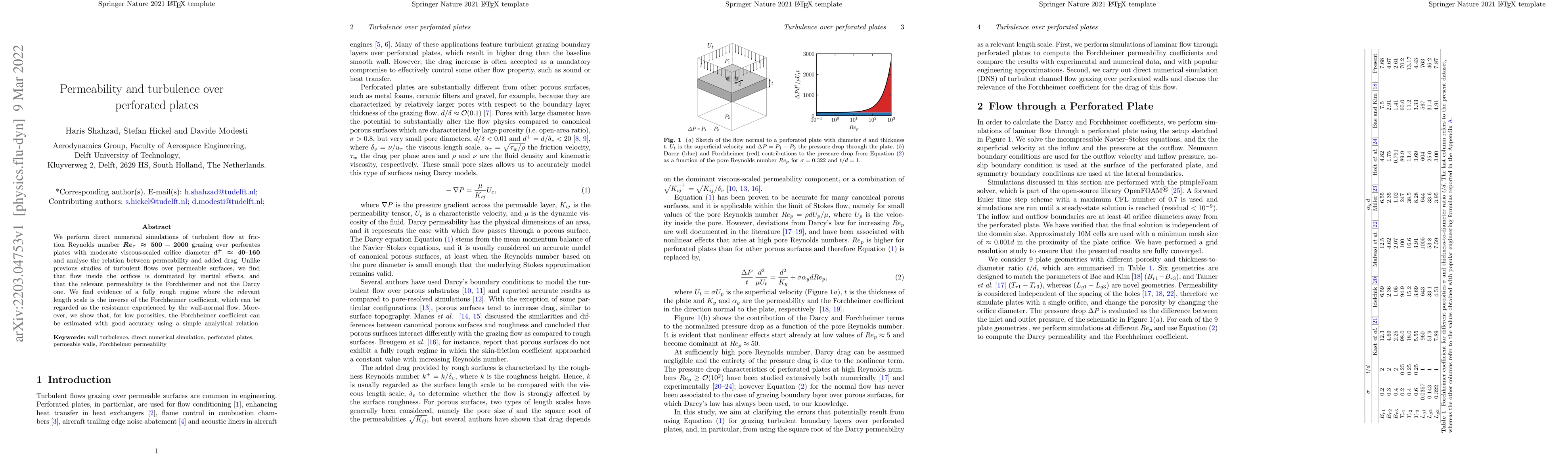 Thumbnail for Permeability and turbulence over perforated plates