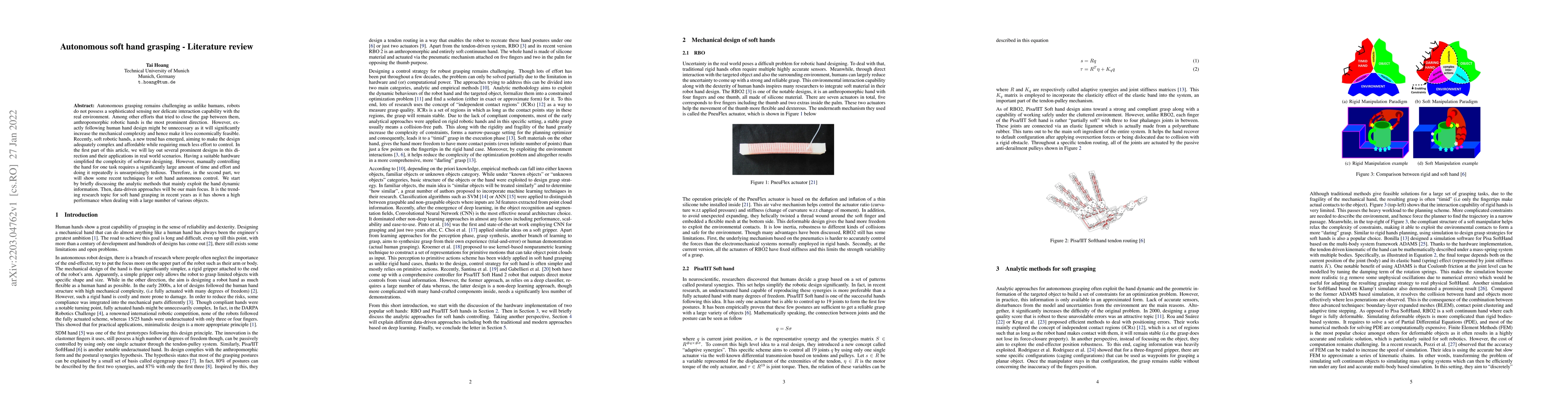 Thumbnail for Autonomous soft hand grasping -- Literature review