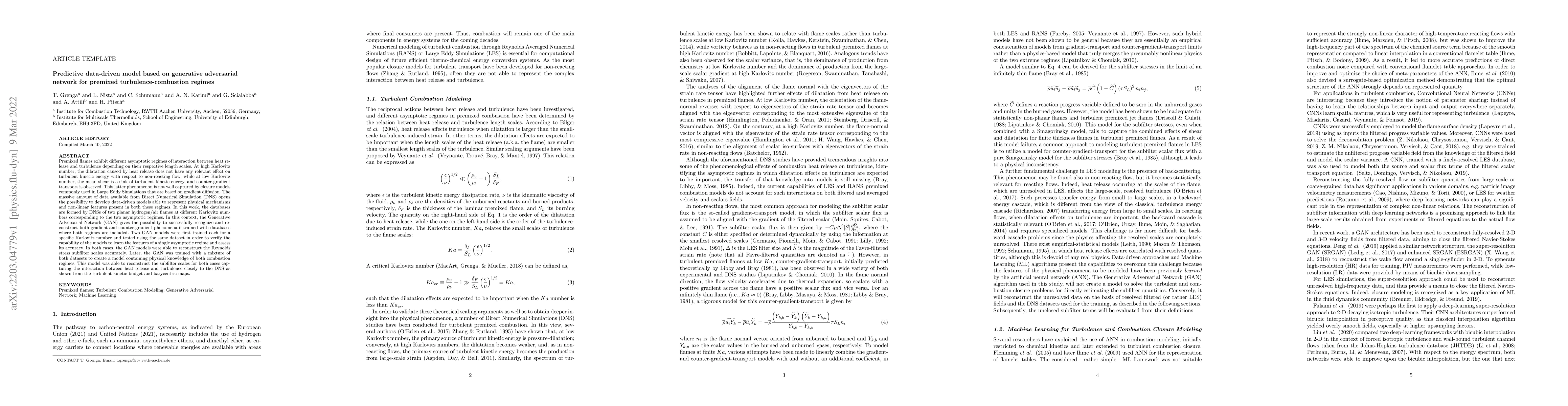 Thumbnail for Predictive data-driven model based on generative adversarial network for
  premixed turbulence-combustion regimes