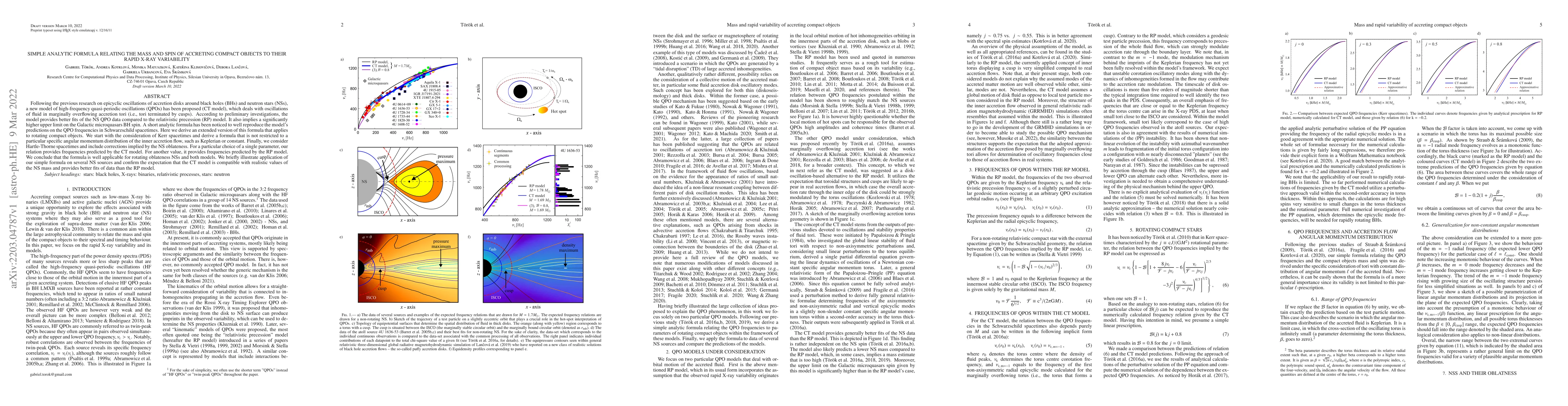 Thumbnail for Simple analytic formula relating the mass and spin of accreting compact
  objects to their rapid X-ray variability