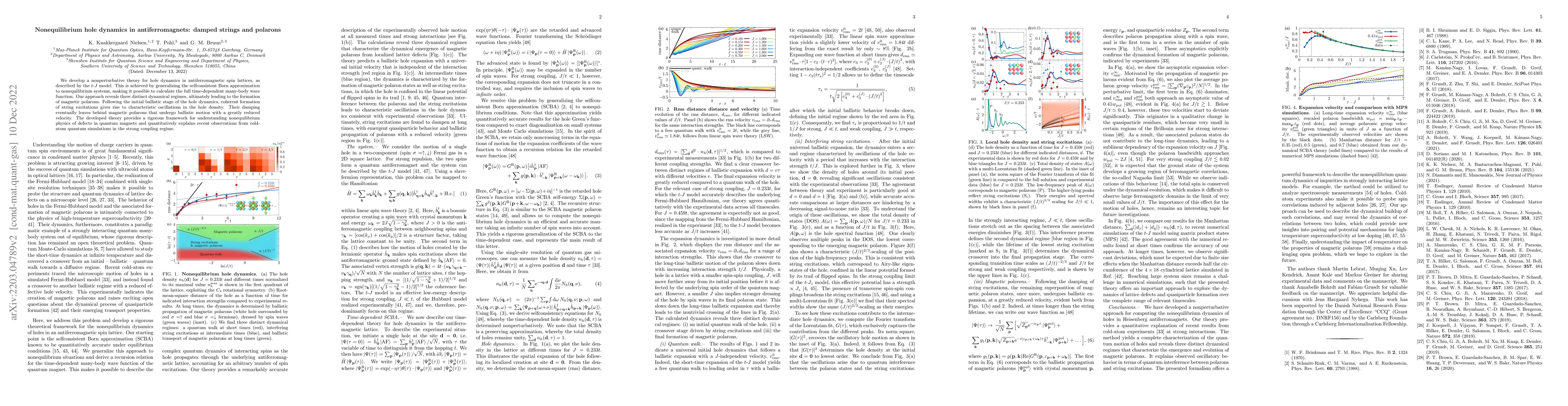 Thumbnail for Nonequilibrium Hole Dynamics in Antiferromagnets: Damped Strings and
  Polarons