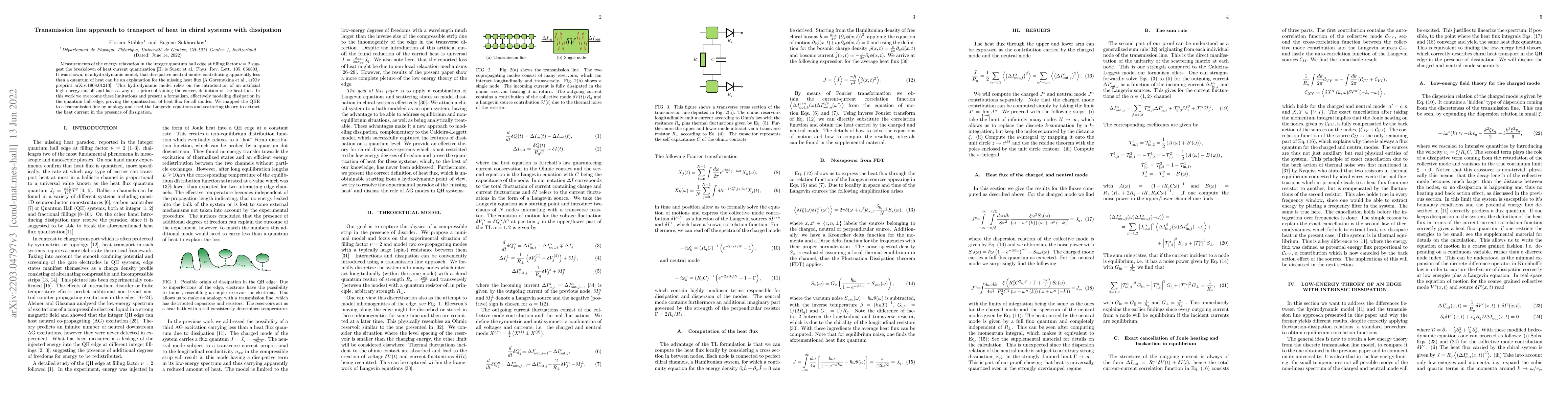 Thumbnail for Transmission line approach to transport of heat in chiral systems with
  dissipation