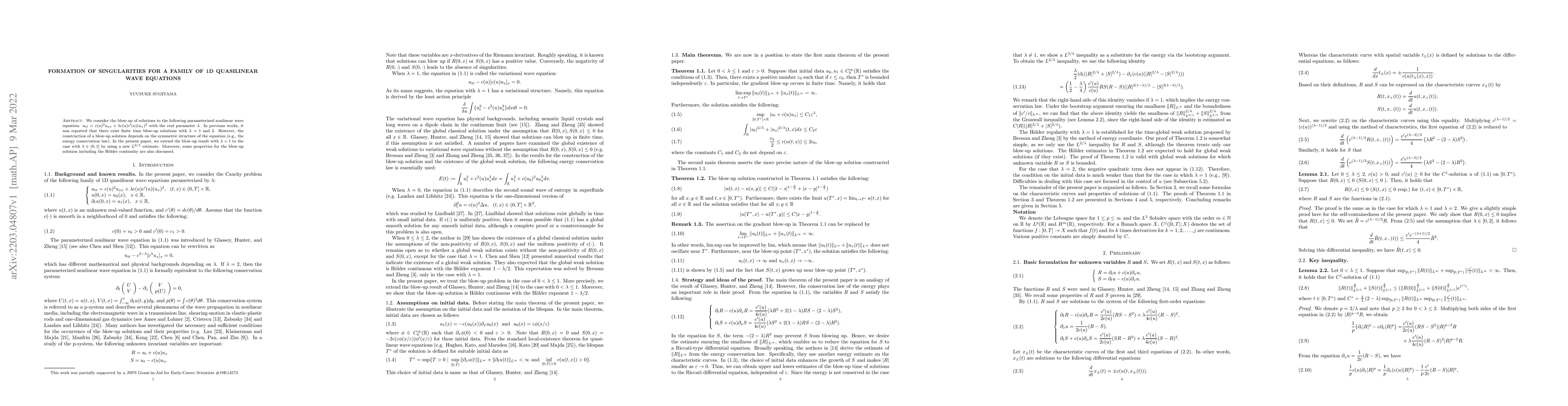 Thumbnail for Formation of singularities for a family of 1D quasilinear wave equations