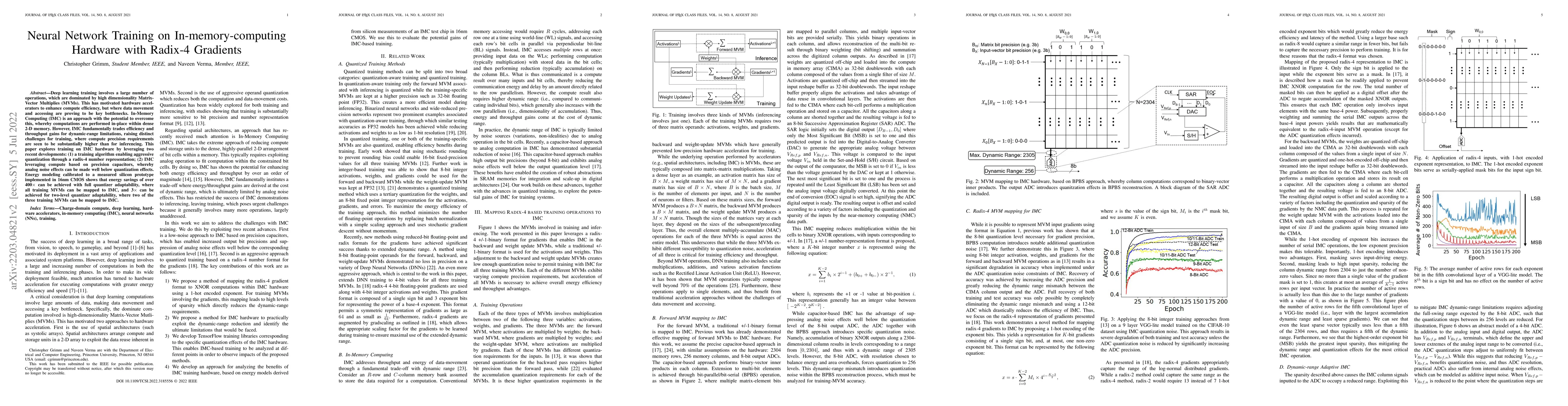 Thumbnail for Neural Network Training on In-memory-computing Hardware with Radix-4
  Gradients
