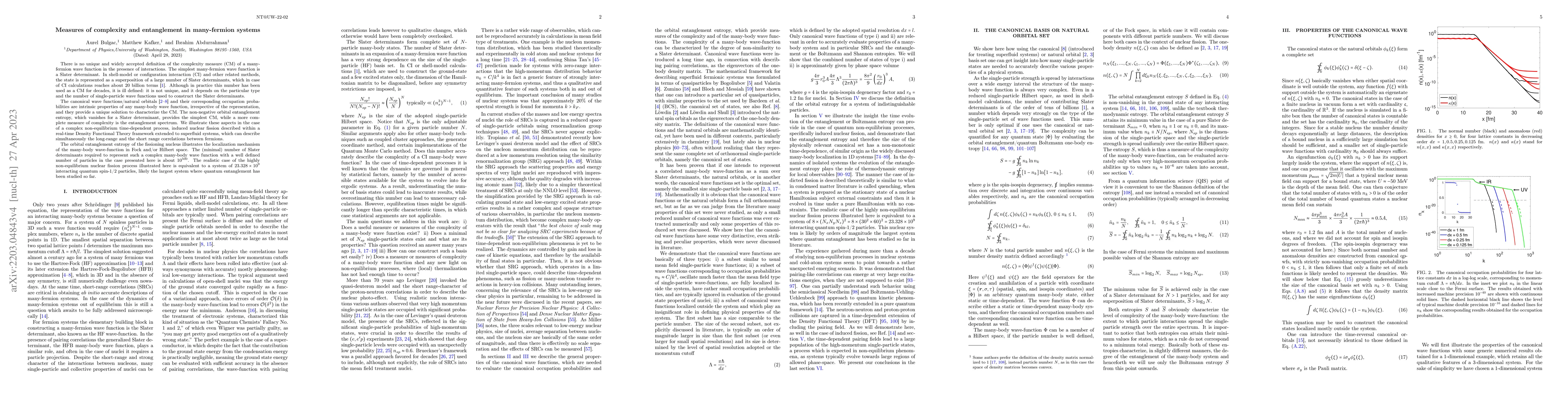 Thumbnail for Measures of complexity and entanglement in fermionic many-body systems