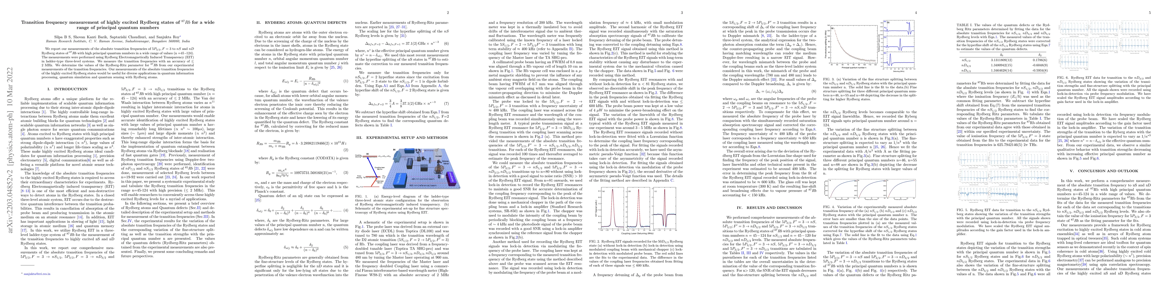 Thumbnail for Transition frequency measurement of highly excited Rydberg states of
  87Rb for a wide range of principal quantum numbers