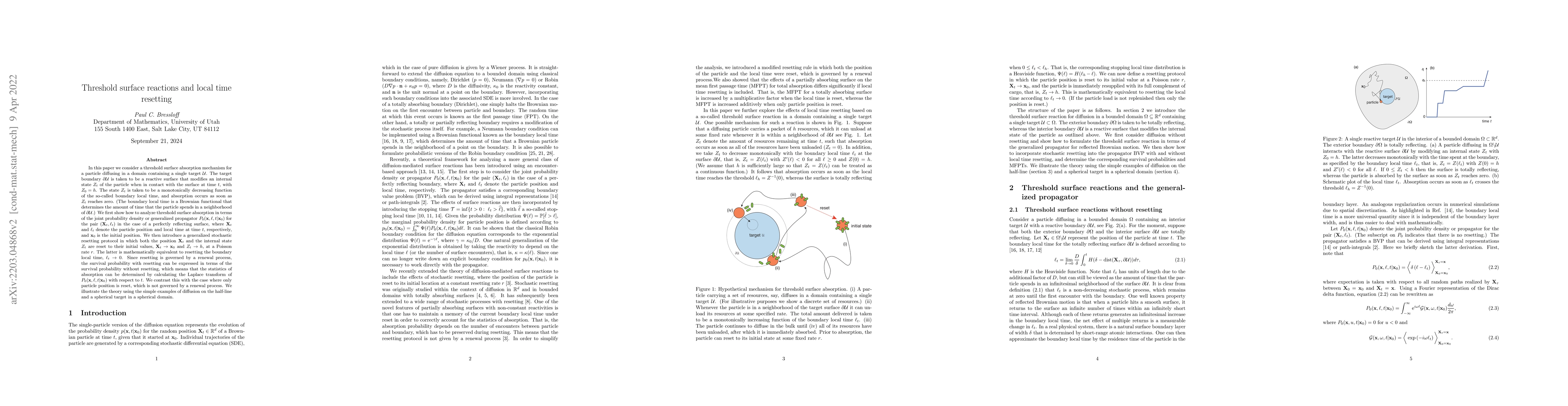 Thumbnail for Threshold surface reactions and local time resetting
