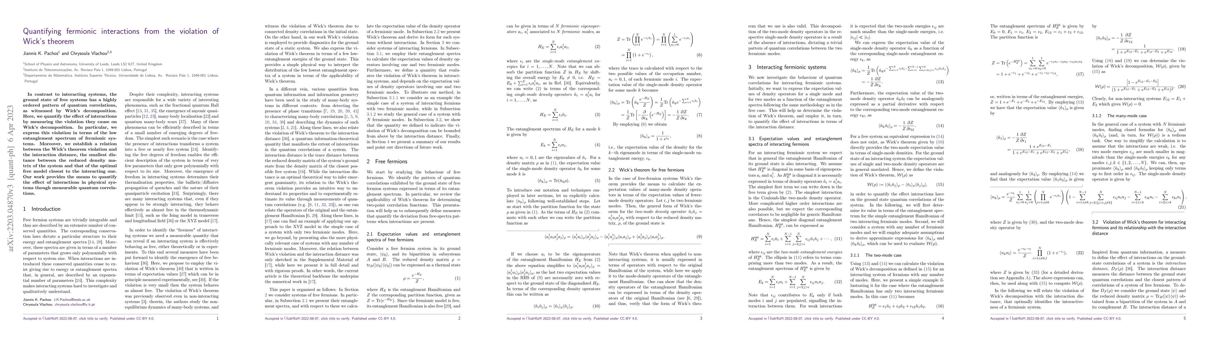Thumbnail for Quantifying fermionic interactions from the violation of Wick's theorem