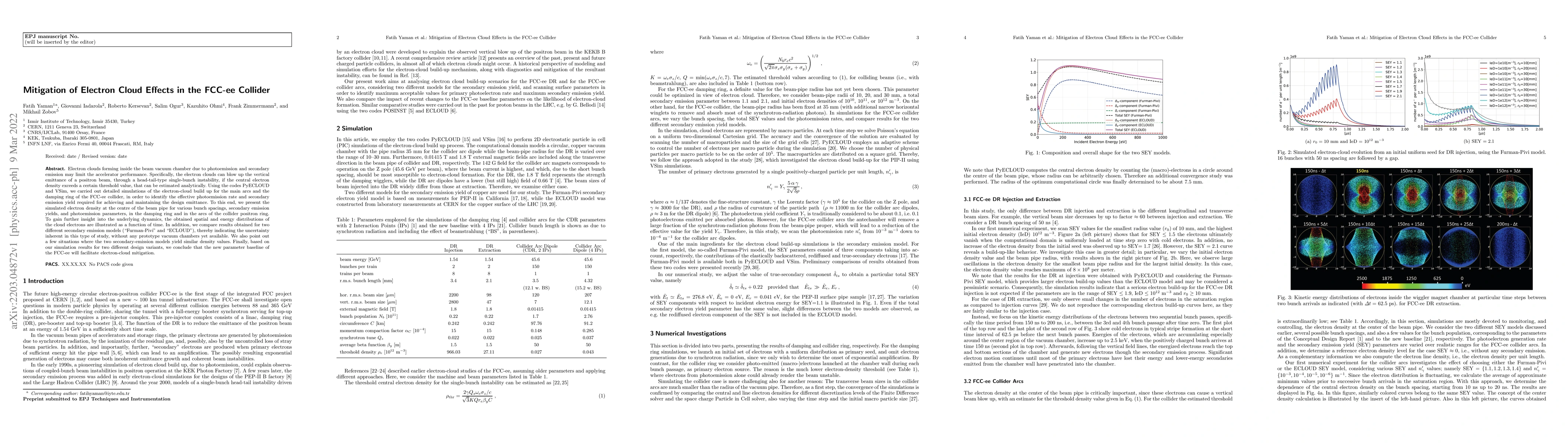 Thumbnail for Mitigation of Electron Cloud Effects in the FCC-ee Collider