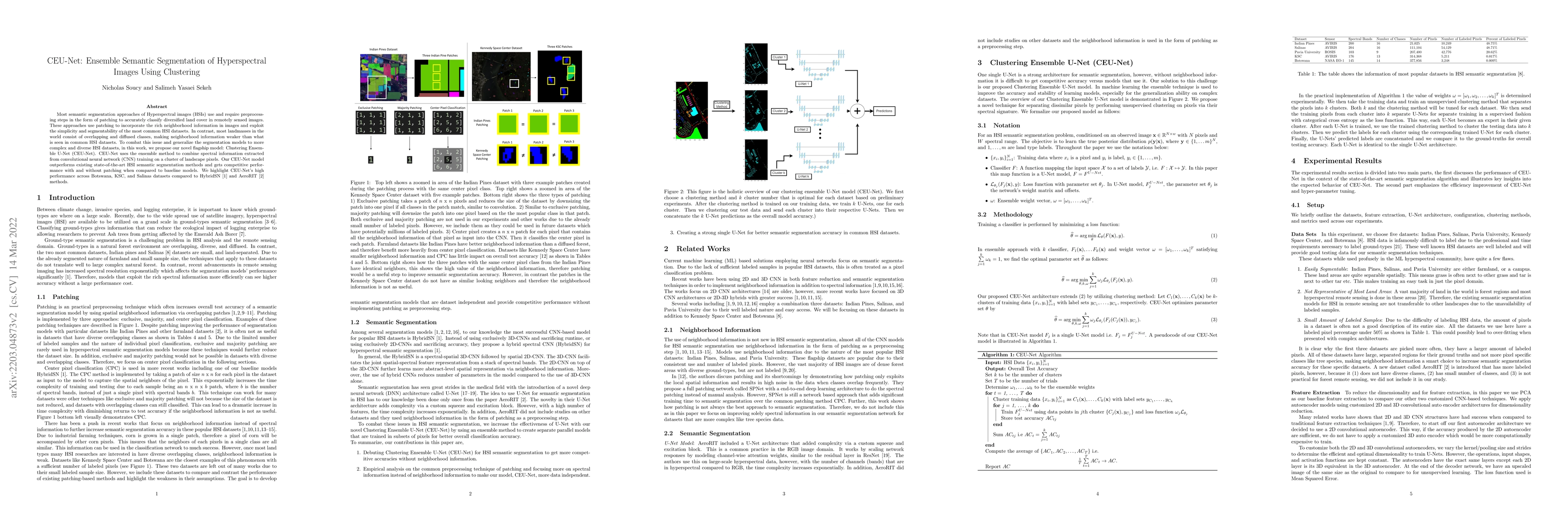 Thumbnail for CEU-Net: Ensemble Semantic Segmentation of Hyperspectral Images Using
  Clustering