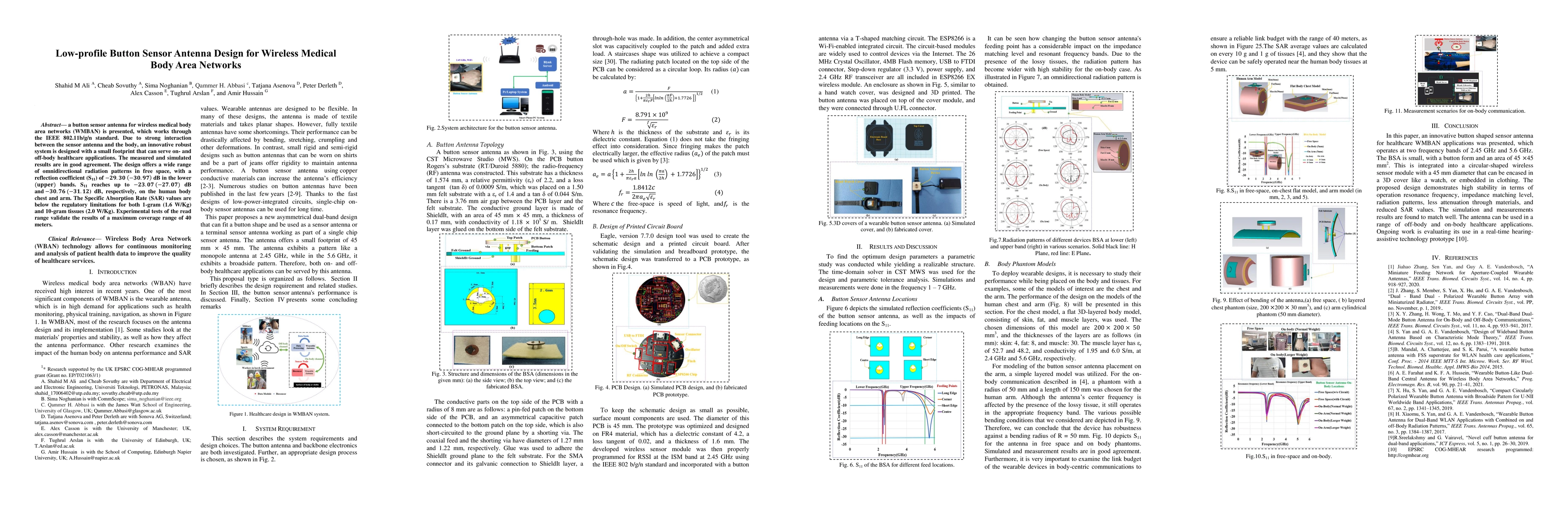 Thumbnail for Low-profile Button Sensor Antenna Design for Wireless Medical Body Area
  Networks