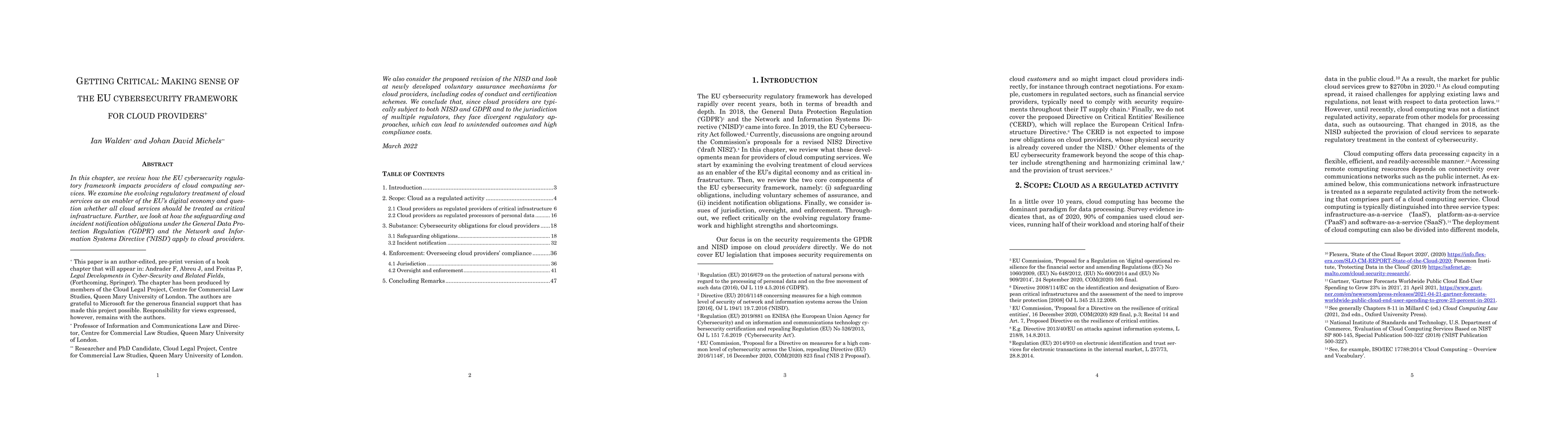 Thumbnail for Getting Critical: Making Sense of the EU Cybersecurity Framework for
  Cloud Providers