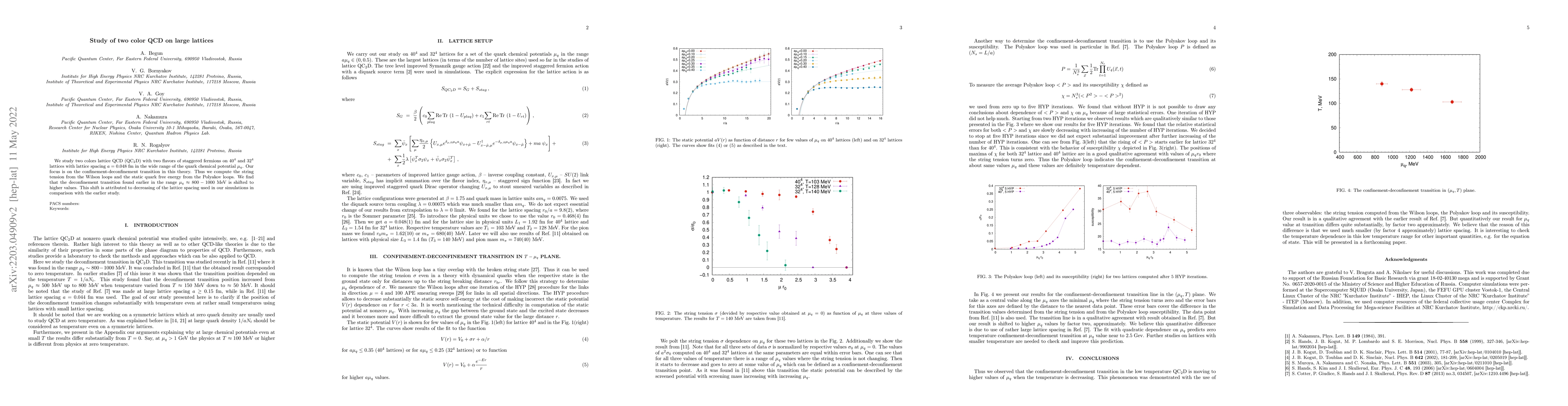 Thumbnail for Study of two color QCD on large lattices