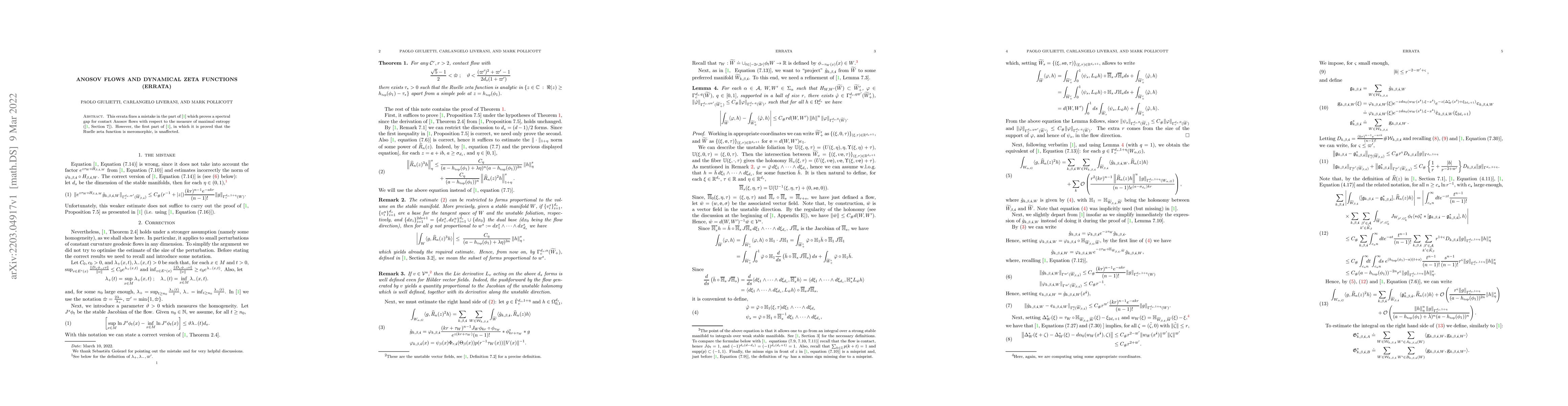 Thumbnail for Anosov Flows and Dynamical Zeta Functions (Errata)