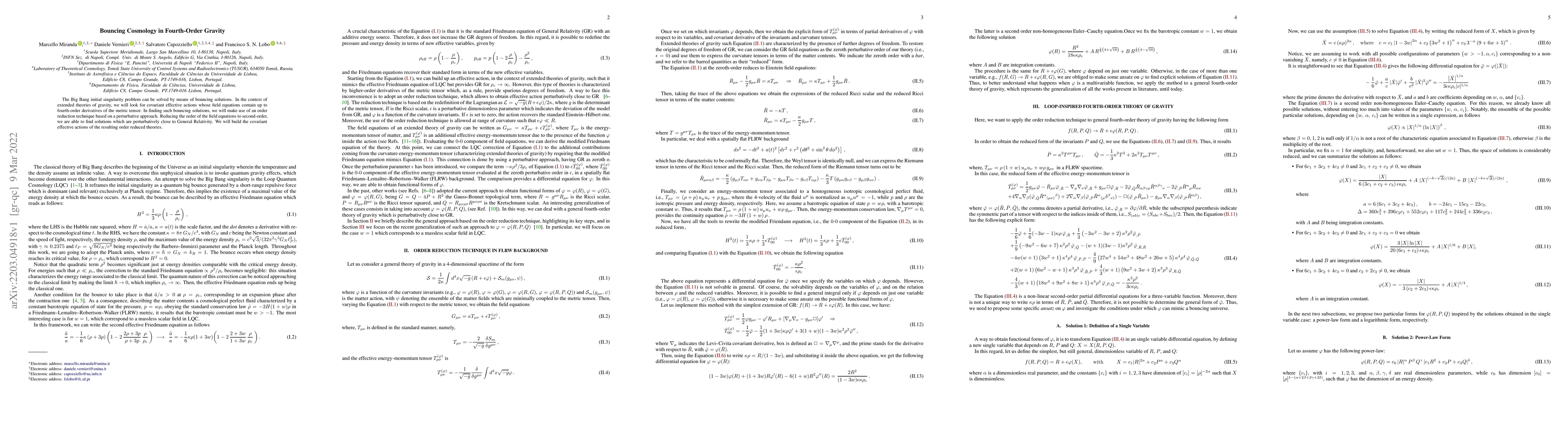 Thumbnail for Bouncing Cosmology in Fourth-Order Gravity