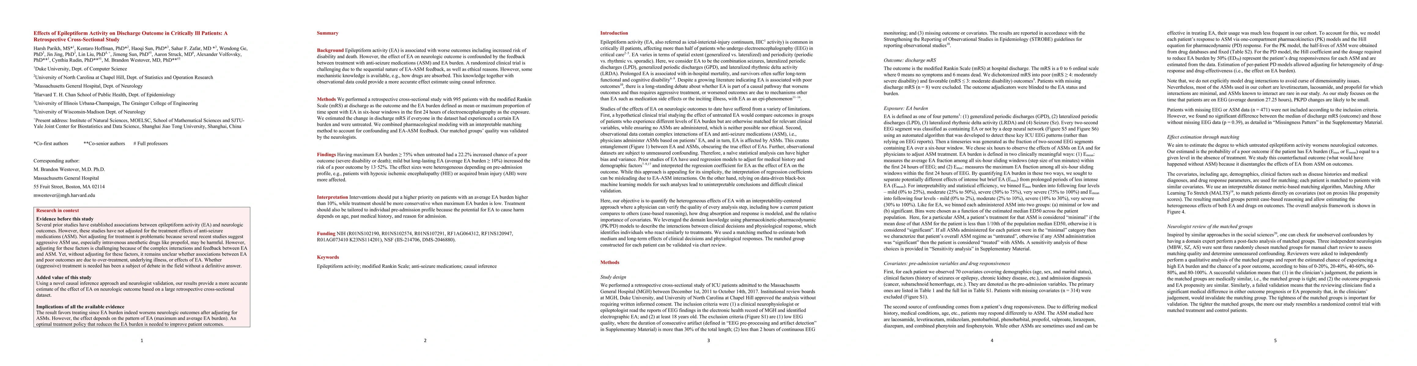 Thumbnail for Effects of Epileptiform Activity on Discharge Outcome in Critically Ill
  Patients