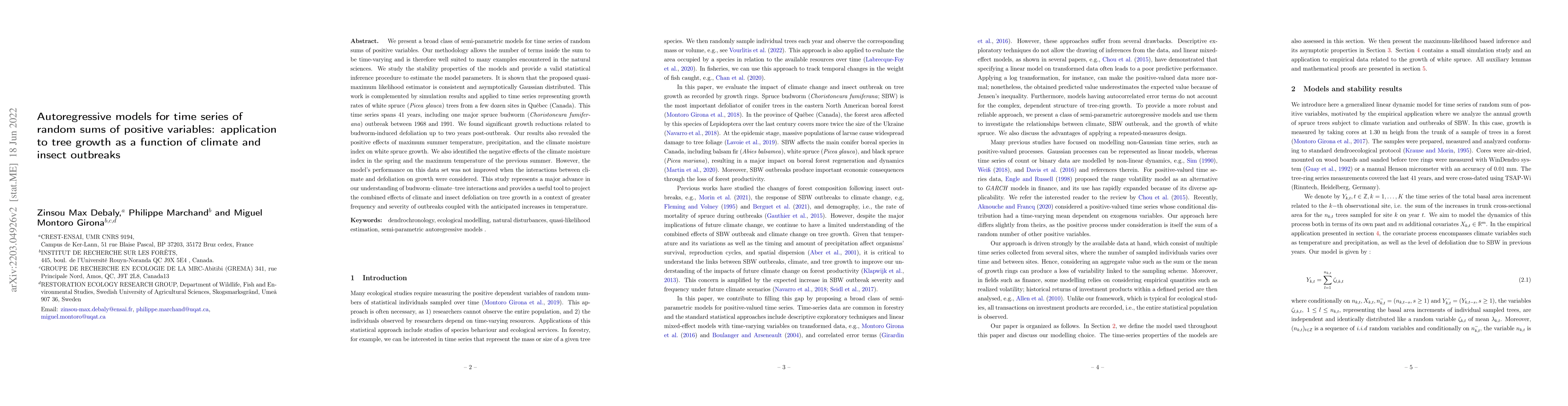 Thumbnail for Autoregressive models for time series of random sums of positive
  variables: application to tree growth as a function of climate and insect
  outbreaks
