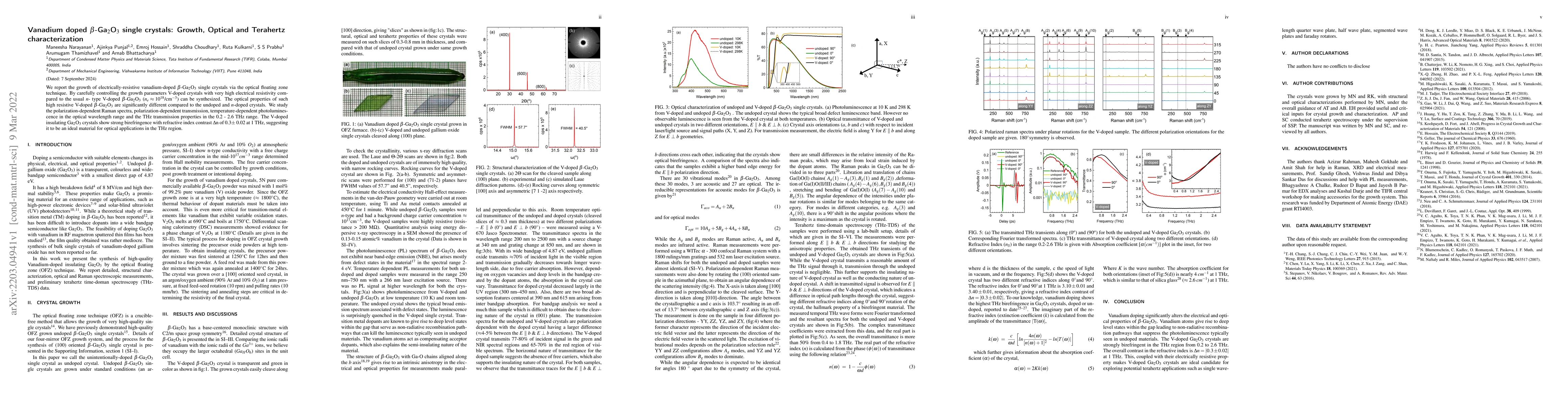 Thumbnail for Vanadium doped beta-Ga2O3 single crystals: Growth, Optical and Terahertz
  characterization