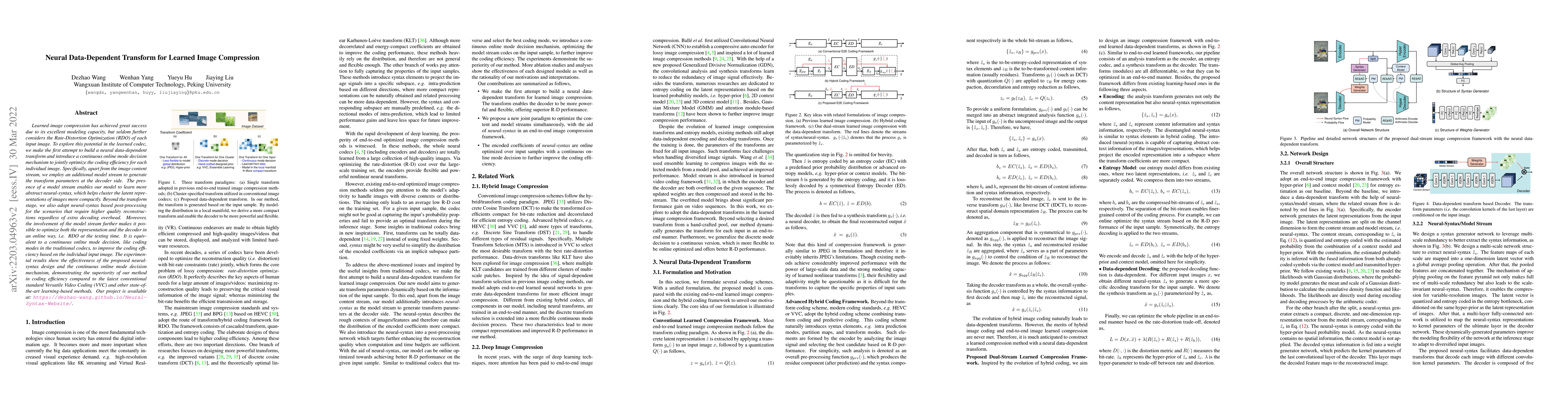 Thumbnail for Neural Data-Dependent Transform for Learned Image Compression