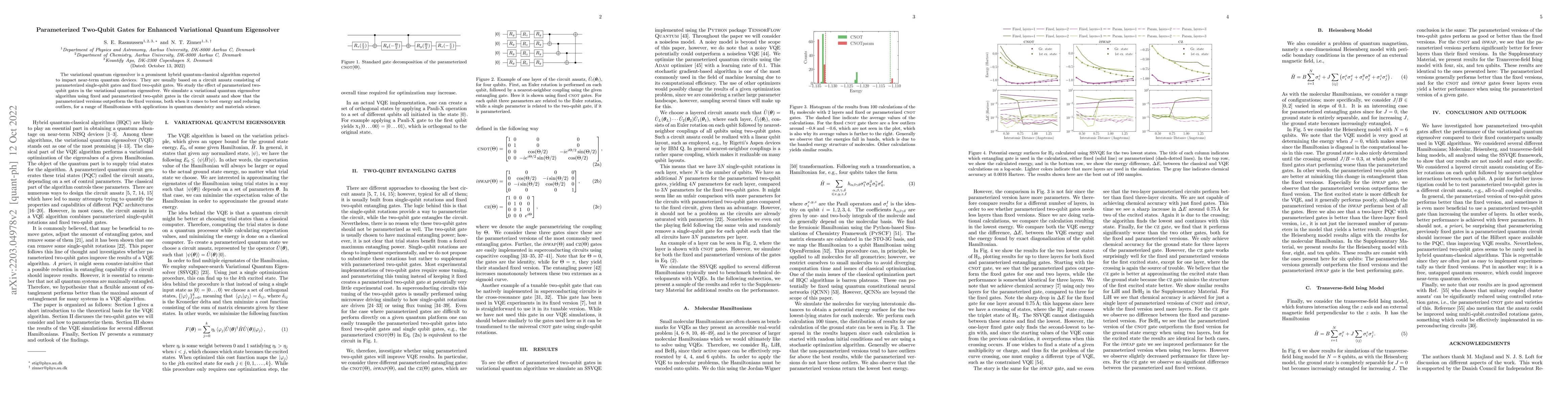 Thumbnail for Parameterized Two-Qubit Gates for Enhanced Variational Quantum
  Eigensolver
