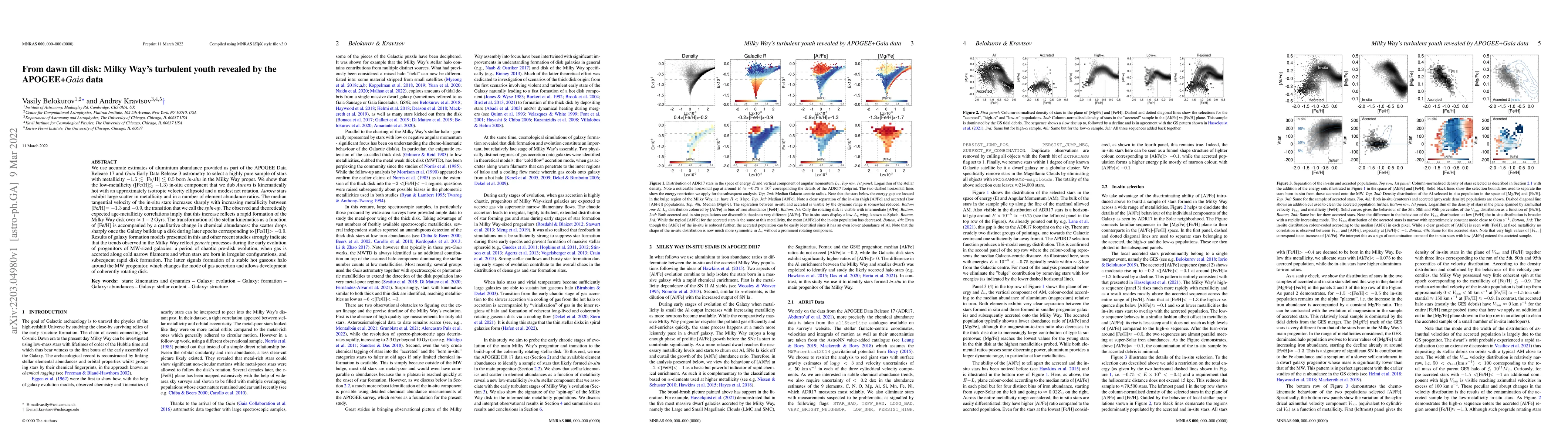 Thumbnail for From dawn till disk: Milky Way's turbulent youth revealed by the
  APOGEE+Gaia data