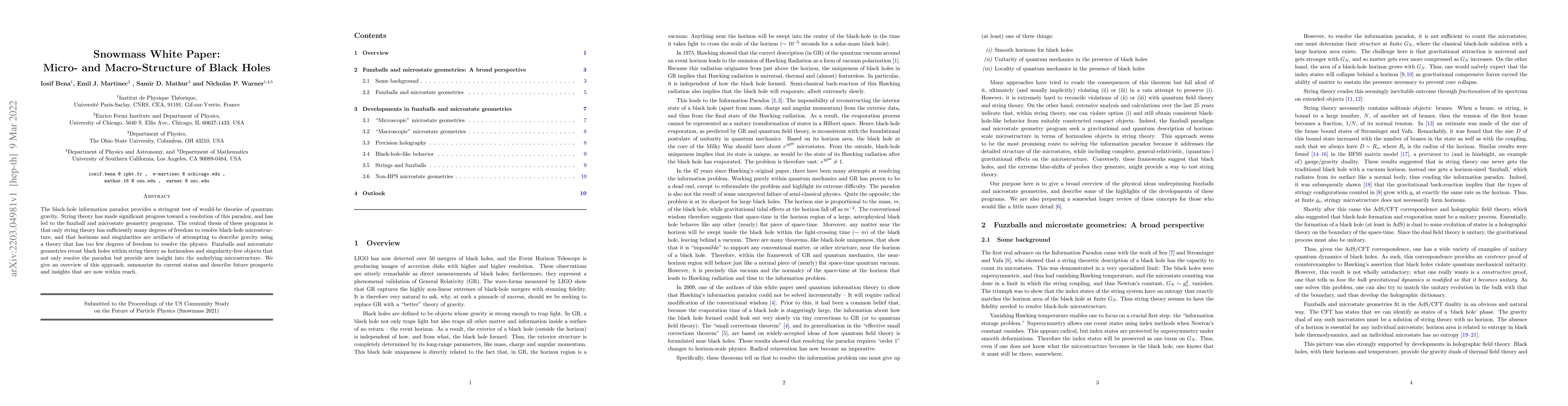 Thumbnail for Snowmass White Paper: Micro- and Macro-Structure of Black Holes