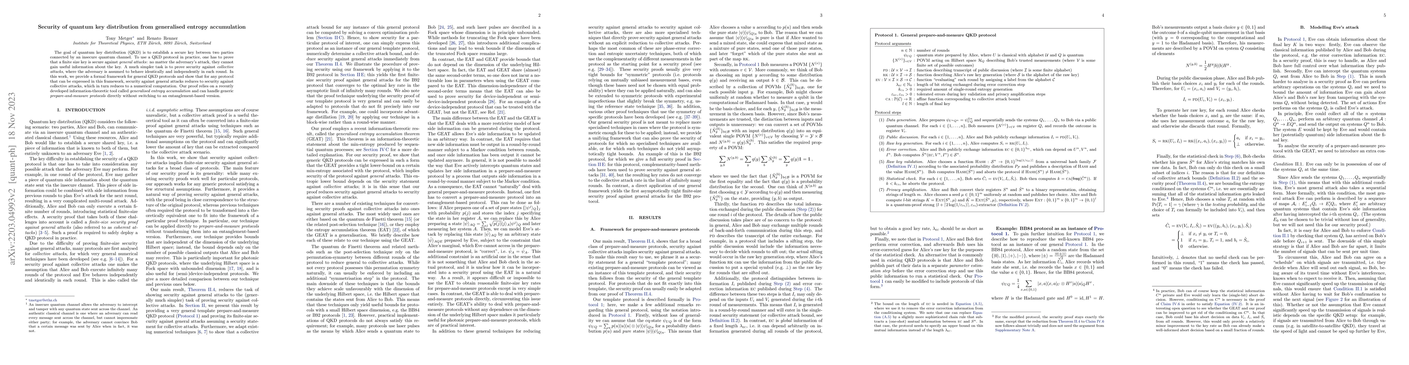 Thumbnail for Security of quantum key distribution from generalised entropy
  accumulation