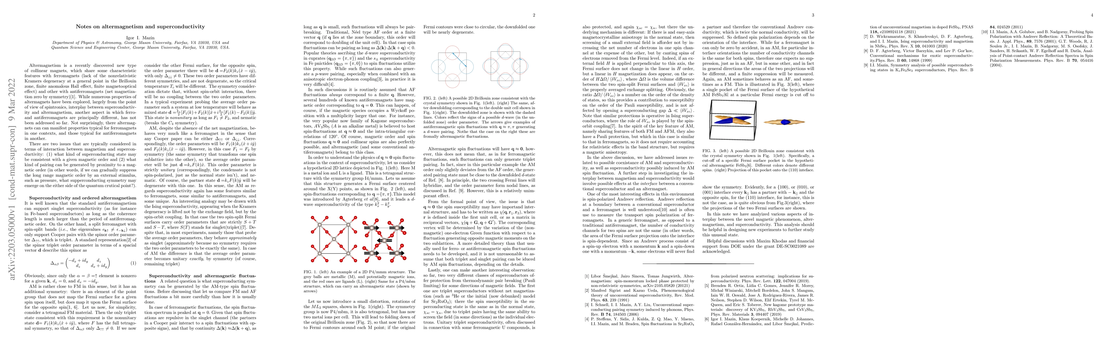 Thumbnail for Notes on altermagnetism and superconductivity