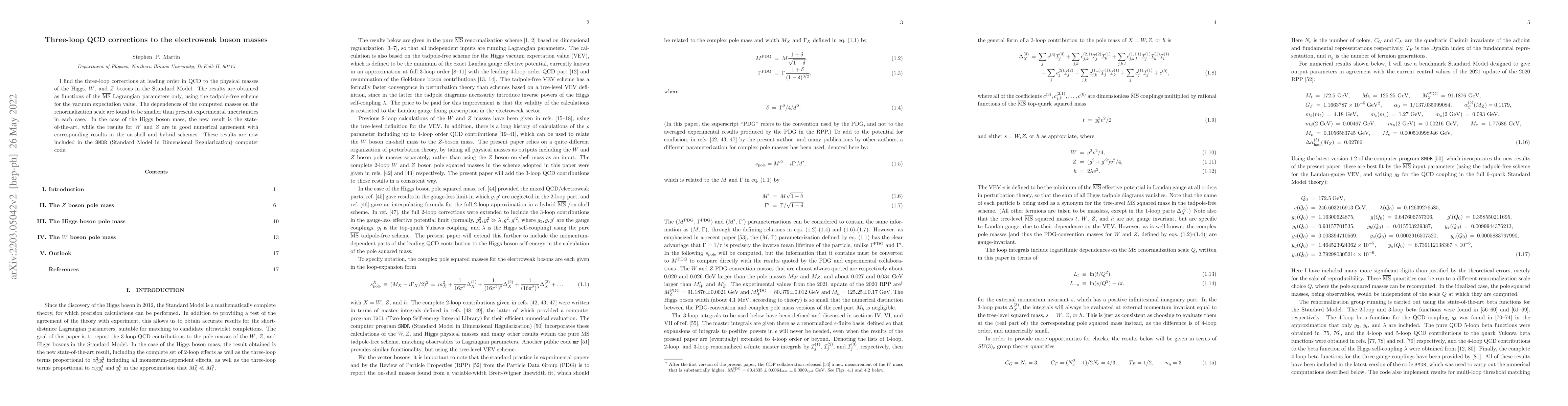 Thumbnail for Three-loop QCD corrections to the electroweak boson masses