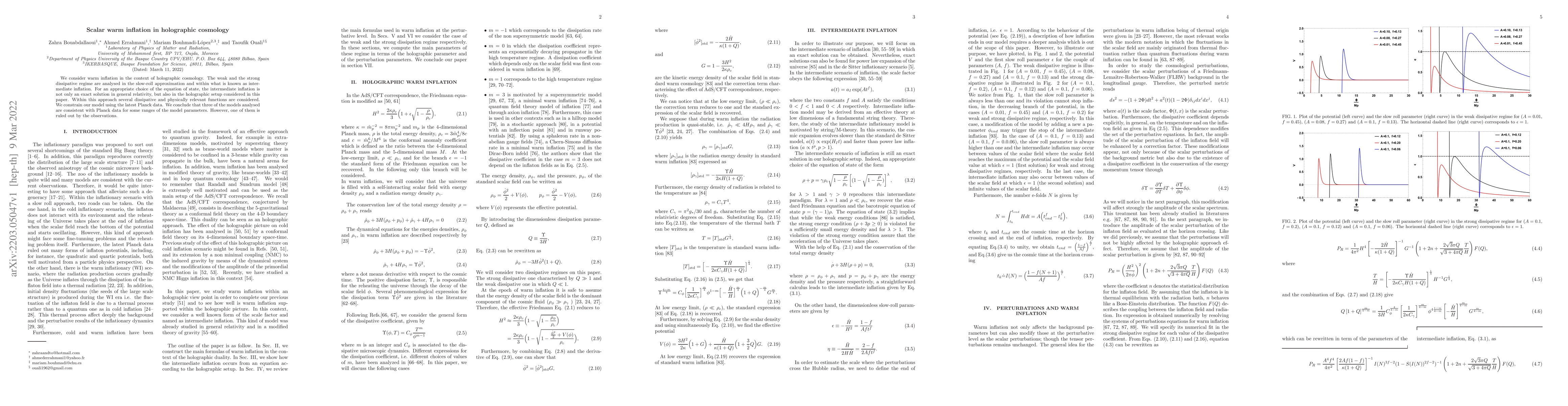 Thumbnail for Scalar warm inflation in holographic cosmology