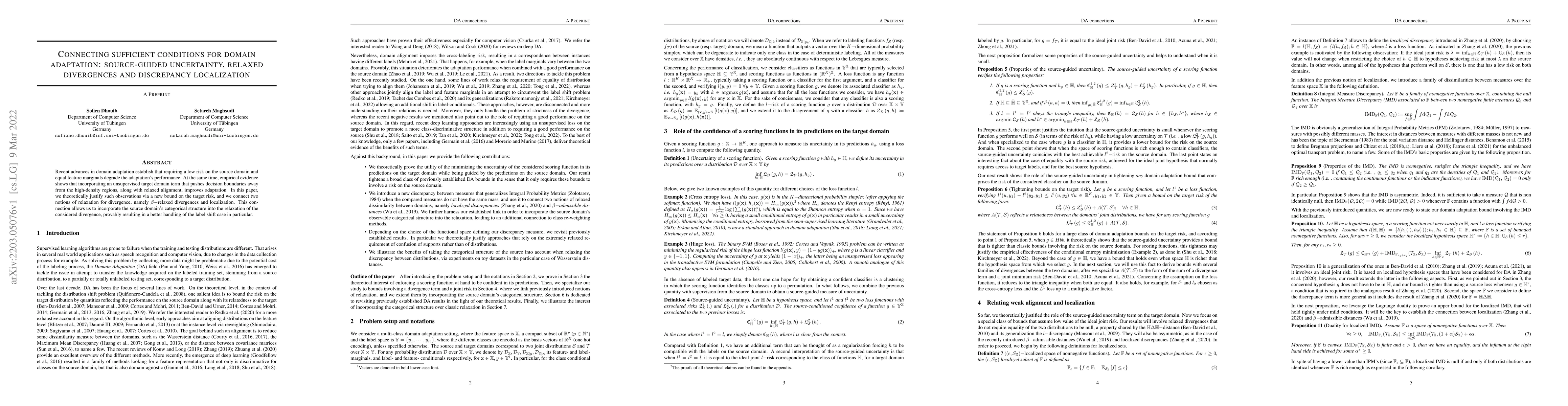 Thumbnail for Connecting sufficient conditions for domain adaptation: source-guided
  uncertainty, relaxed divergences and discrepancy localization
