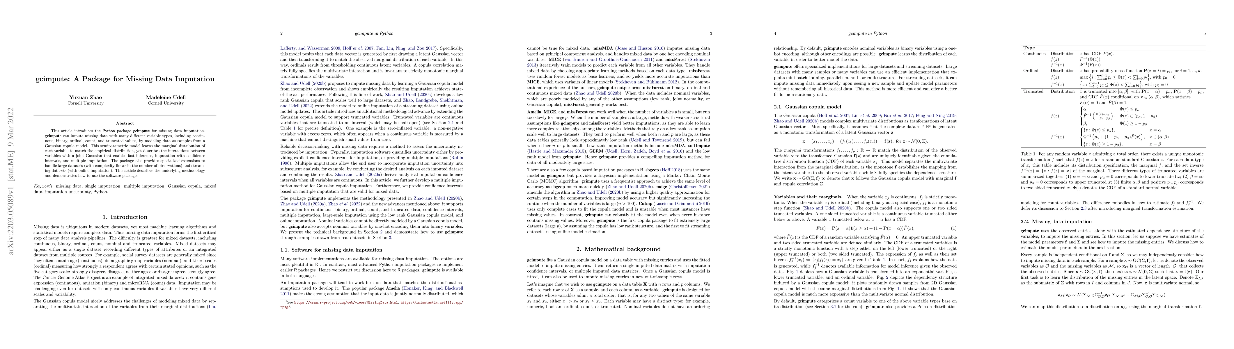Thumbnail for gcimpute: A Package for Missing Data Imputation