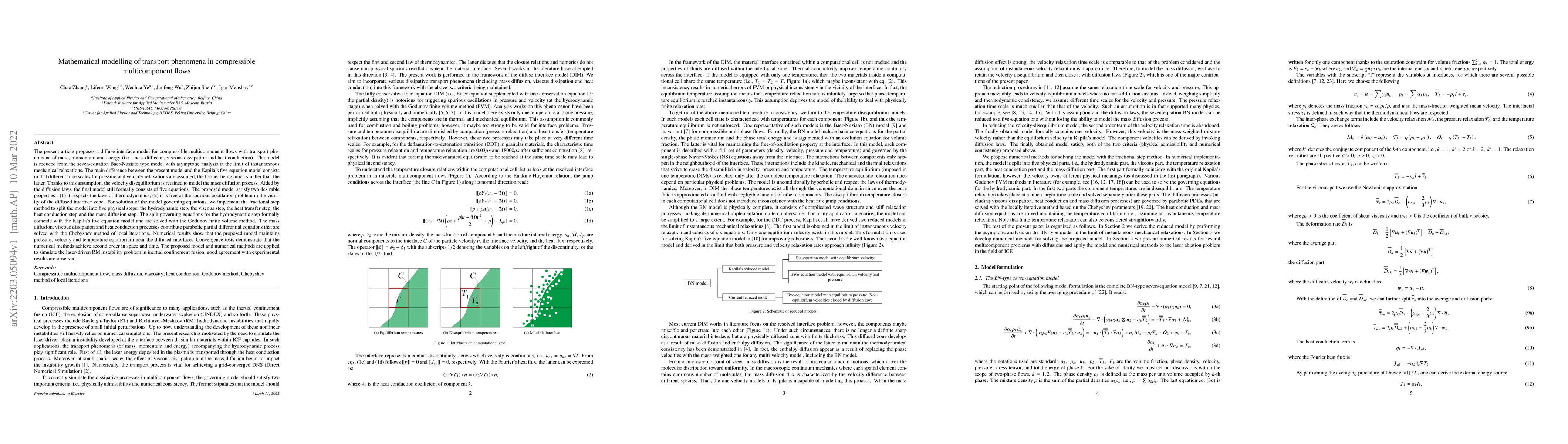 Thumbnail for Mathematical modelling of transport phenomena in compressible
  multicomponent flows