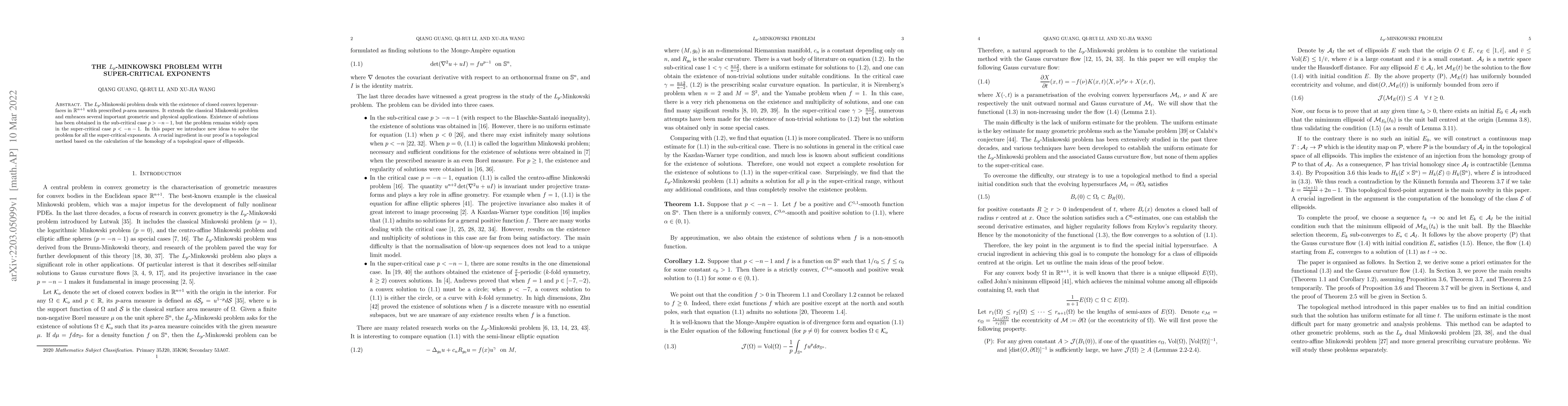 Thumbnail for The $L_p$-Minkowski problem with super-critical exponents