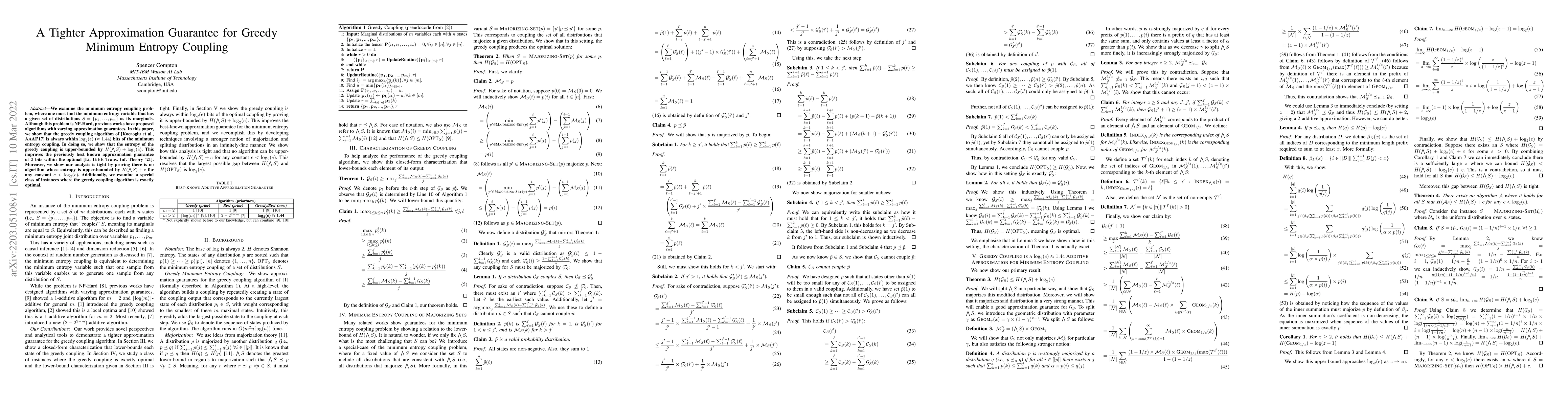 Thumbnail for A Tighter Approximation Guarantee for Greedy Minimum Entropy Coupling
