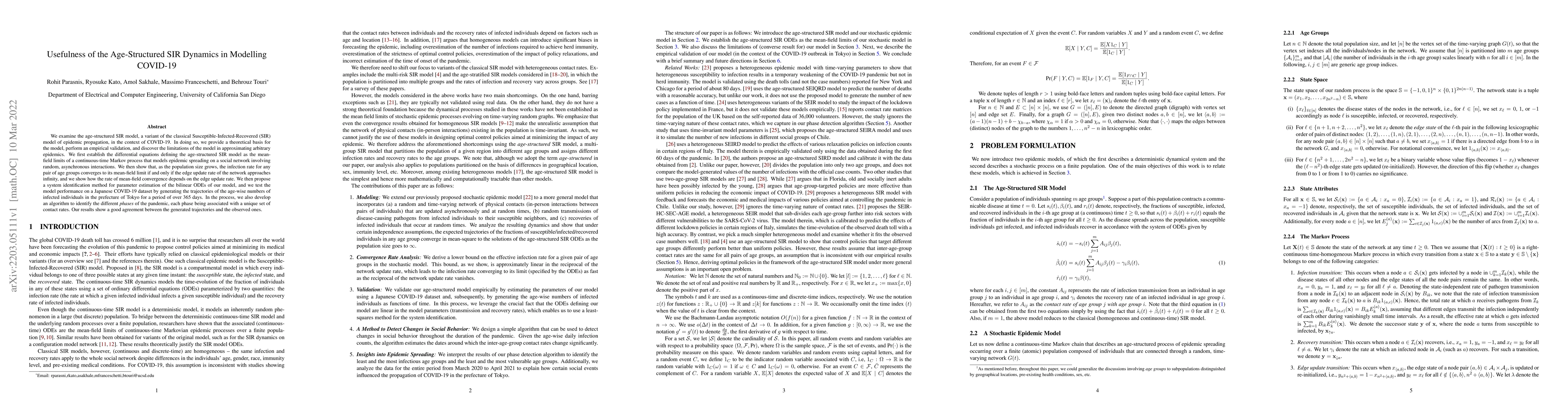 Thumbnail for Usefulness of the Age-Structured SIR Dynamics in Modelling COVID-19