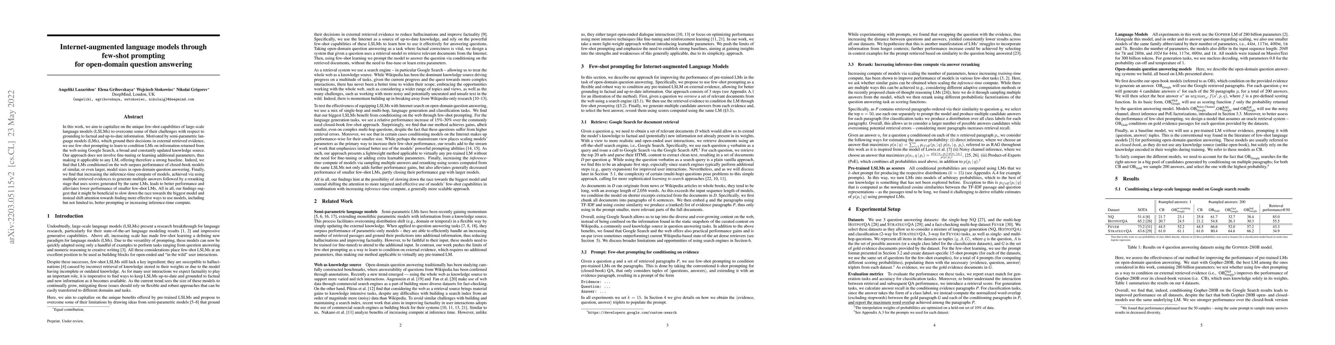 Thumbnail for Internet-augmented language models through few-shot prompting for
  open-domain question answering
