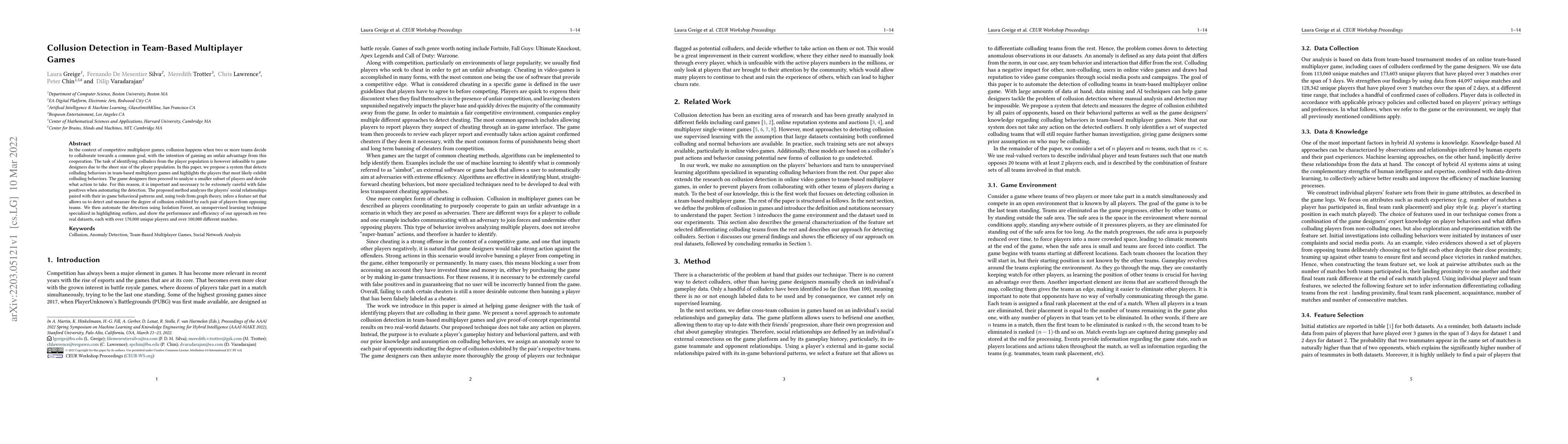 Thumbnail for Collusion Detection in Team-Based Multiplayer Games