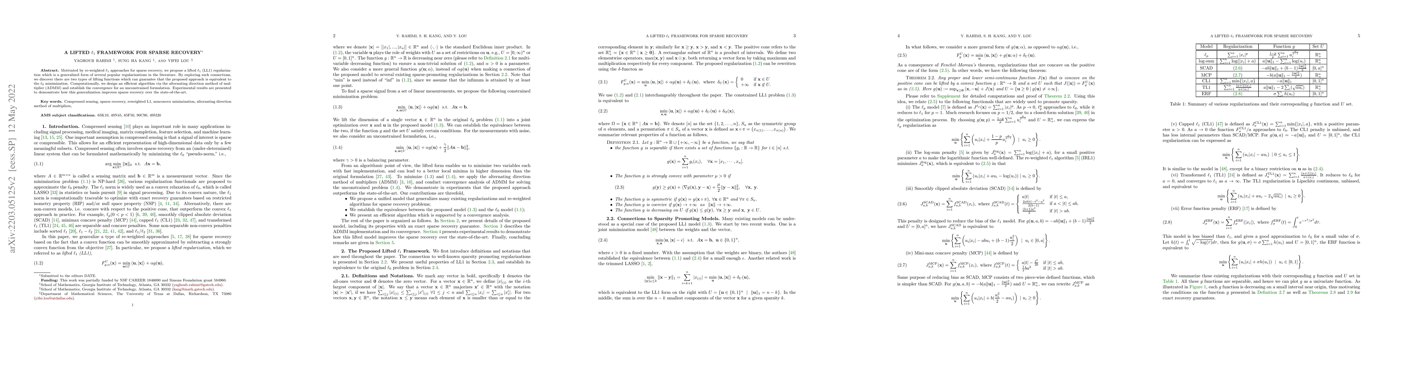 Thumbnail for A Lifted $\ell_1 $ Framework for Sparse Recovery