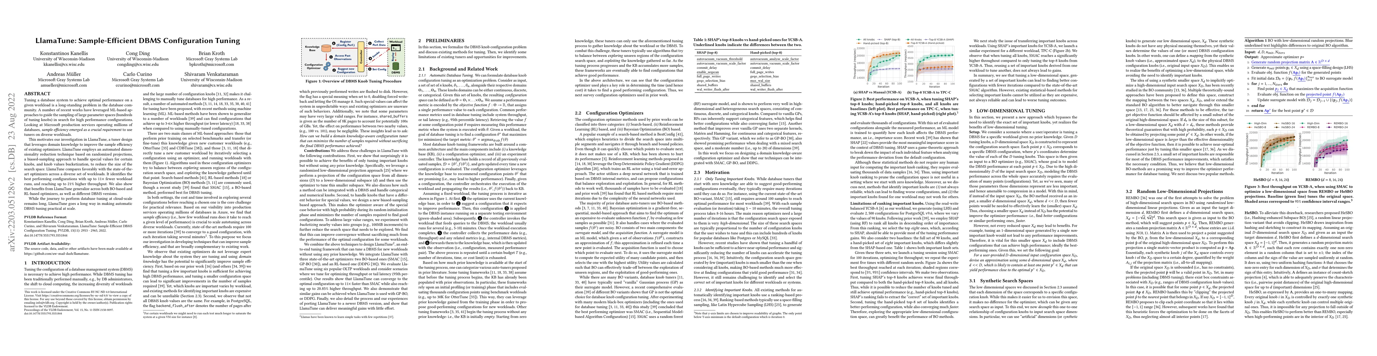 Thumbnail for LlamaTune: Sample-Efficient DBMS Configuration Tuning