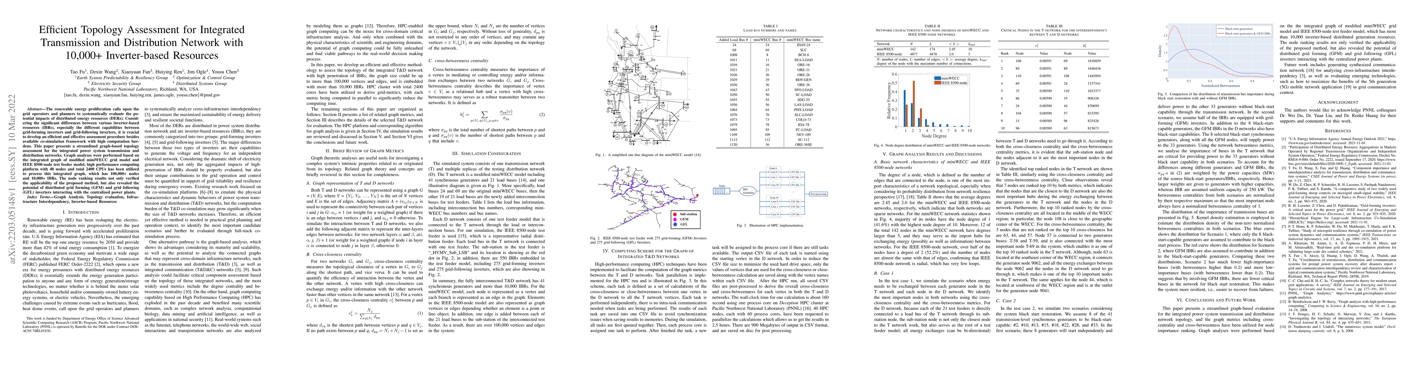 Thumbnail for Efficient Topology Assessment for Integrated Transmission and
  Distribution Network with 10,000+ Inverter-based Resources