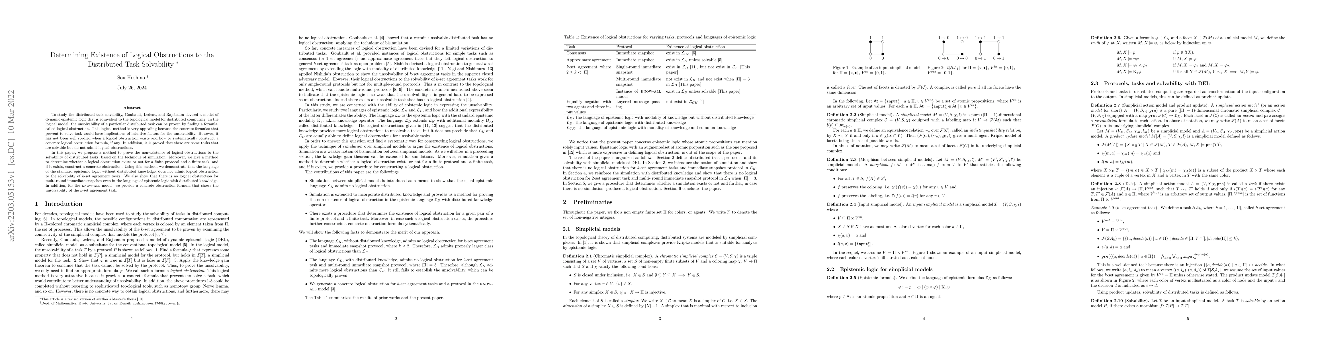 Thumbnail for Determining Existence of Logical Obstructions to the Distributed Task
  Solvability