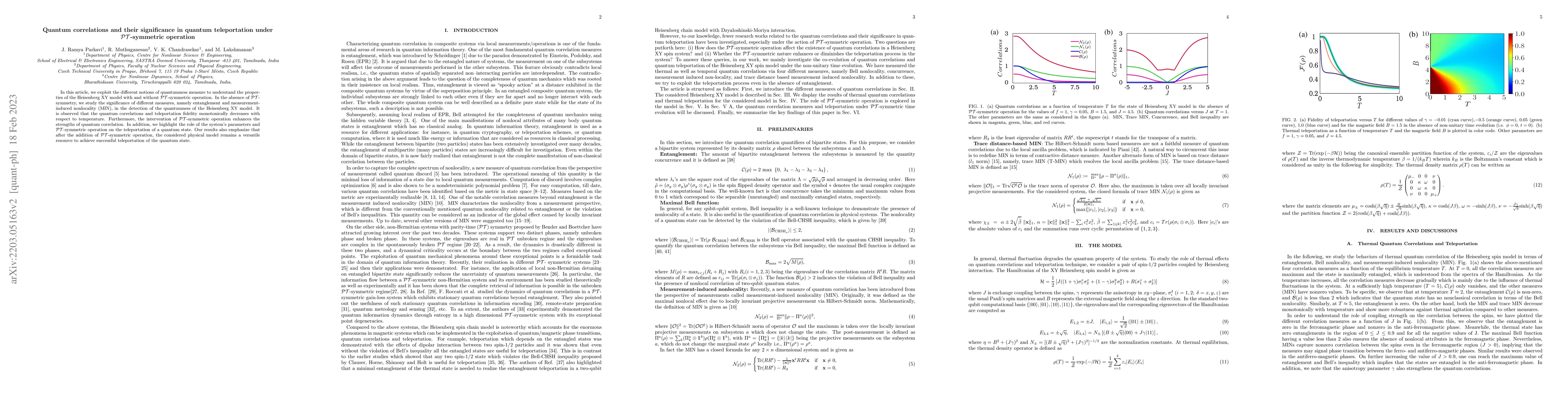 Thumbnail for Thermal quantum correlations and teleportation under PT-symmetric system