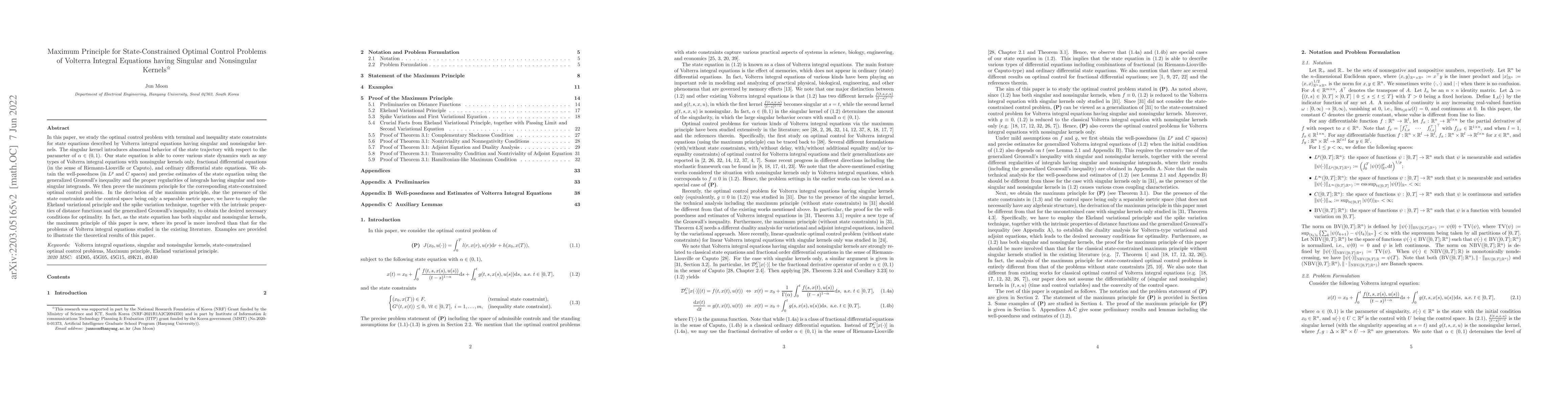 Thumbnail for Maximum Principle for State-Constrained Optimal Control Problems of
  Volterra Integral Equations having Singular and Nonsingular Kernels