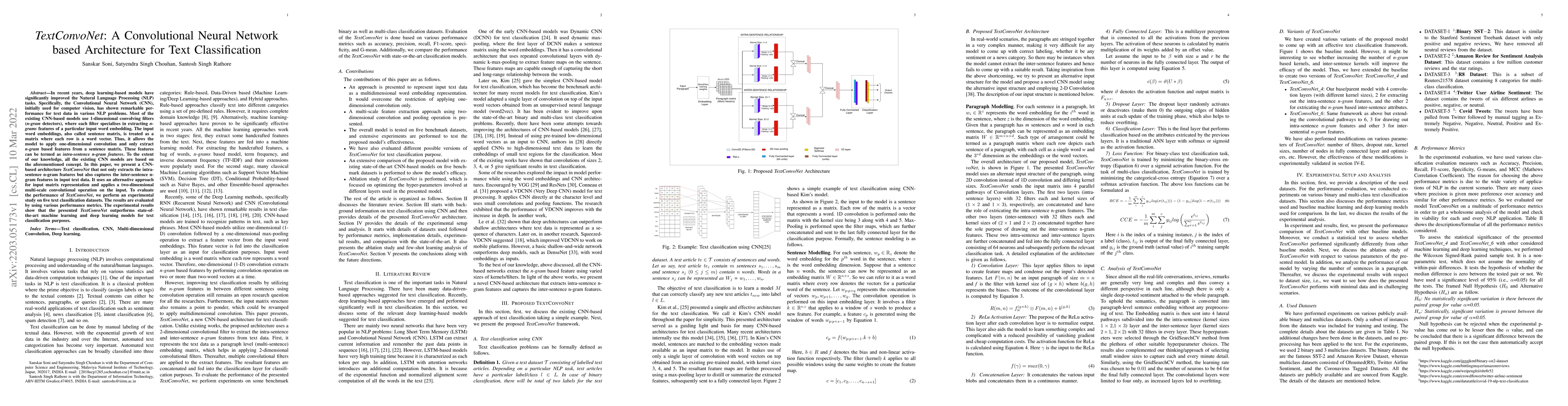 Thumbnail for TextConvoNet:A Convolutional Neural Network based Architecture for Text
  Classification