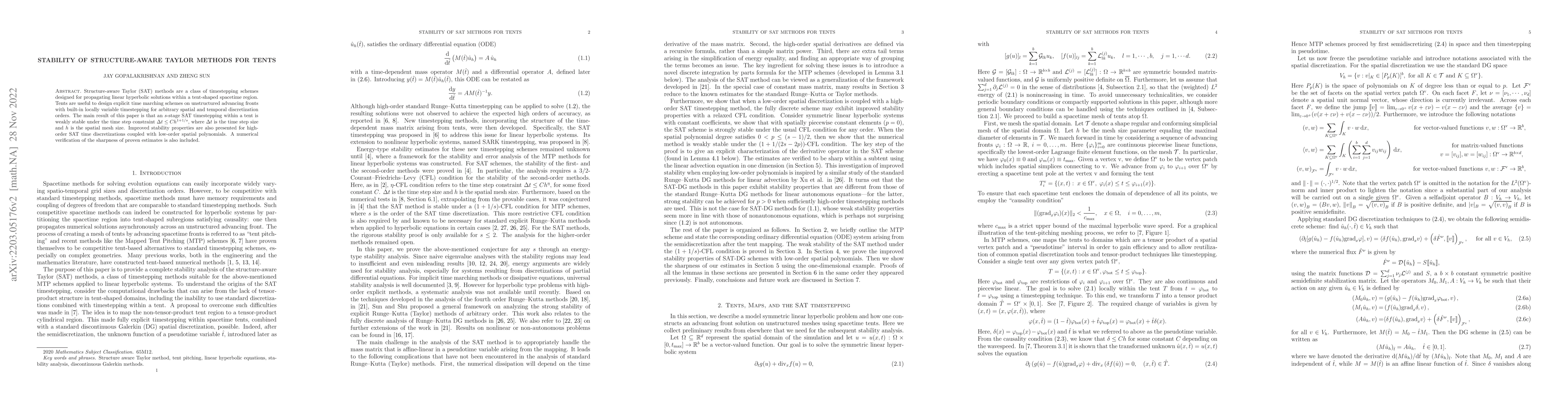 Thumbnail for Stability of structure-aware Taylor methods for tents