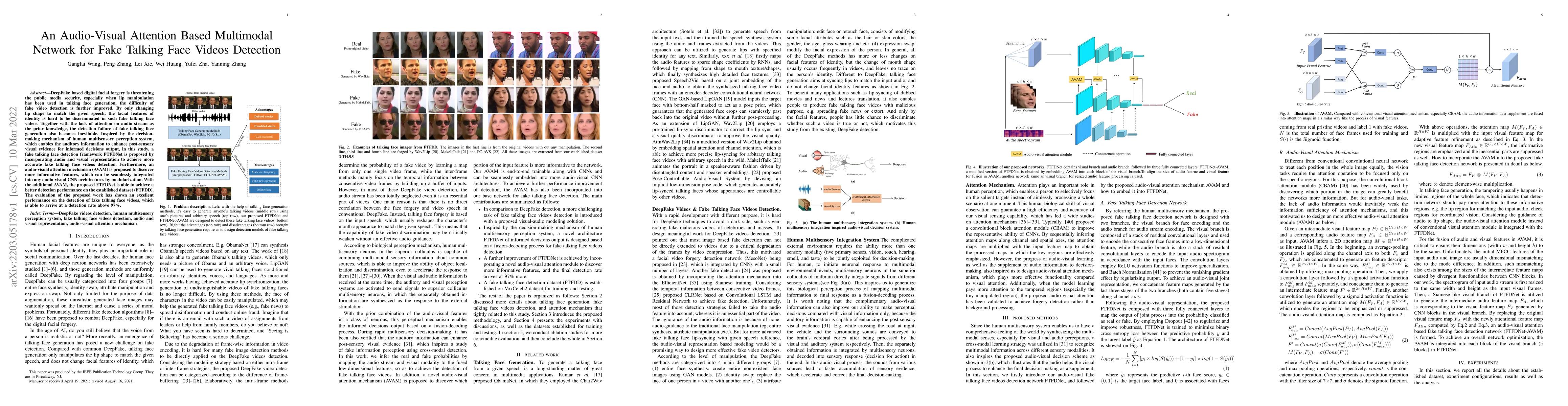 Thumbnail for An Audio-Visual Attention Based Multimodal Network for Fake Talking Face
  Videos Detection