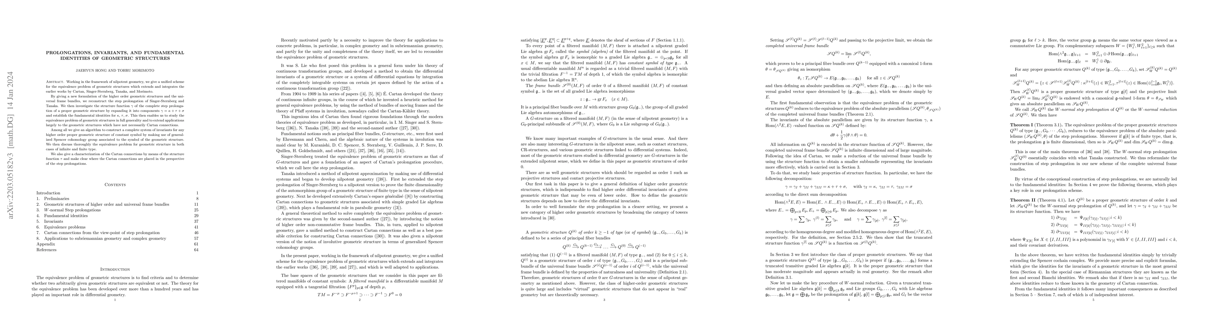 Thumbnail for Prolongations, invariants, and fundamental identities of geometric
  structures